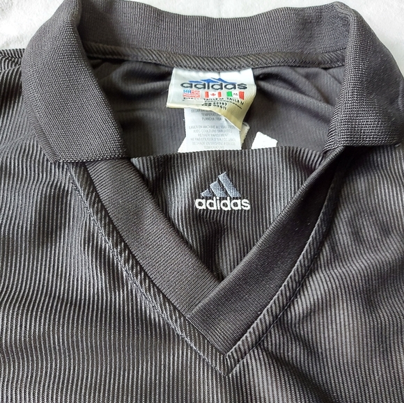 Adidas Ribbed Mens Black With Grey Athletic/Golf Collared Shirt, medium - Picture 5 of 8